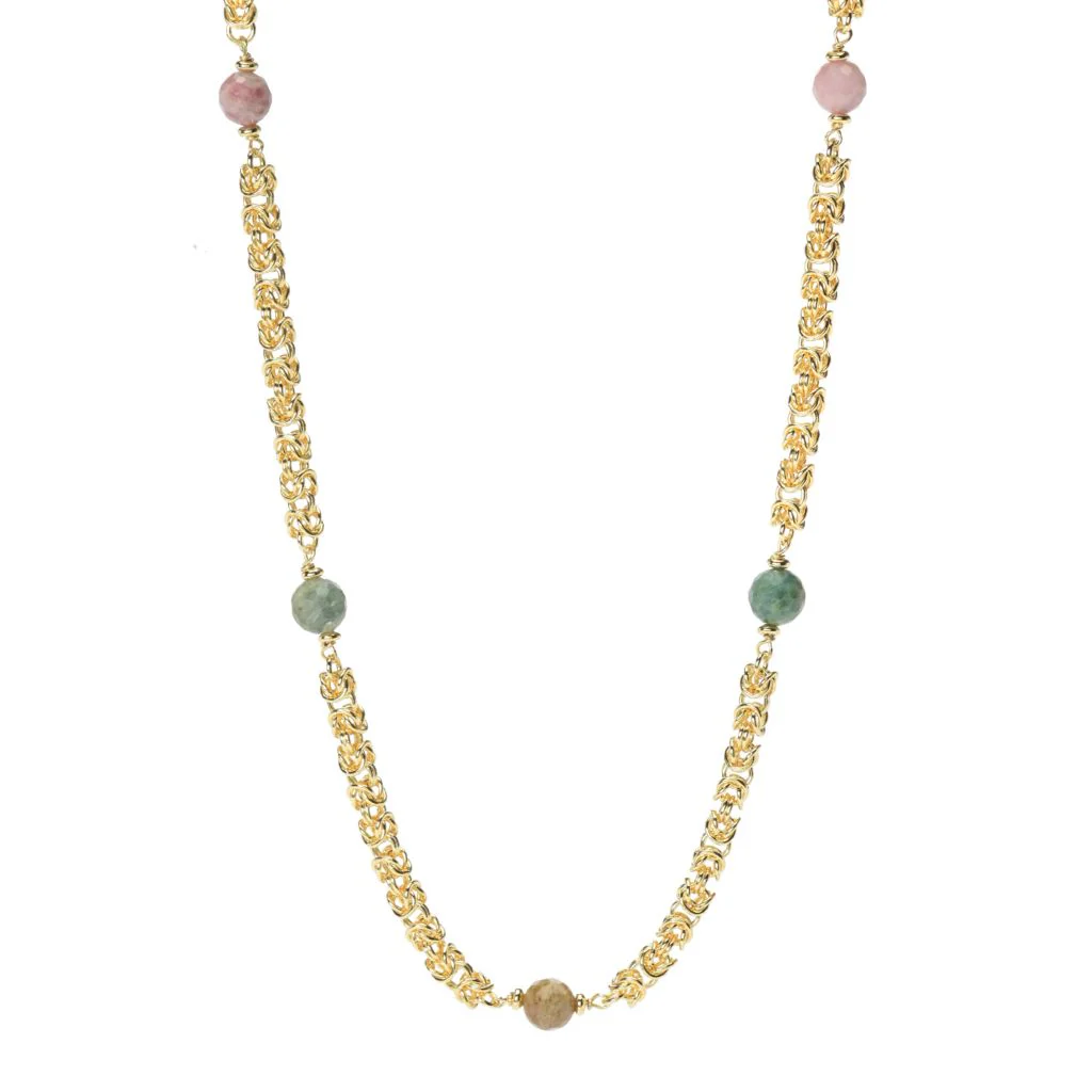 Toscana Italiana 18K Gold Plated Choice of Gem Station Byzantine Necklace - Image 3