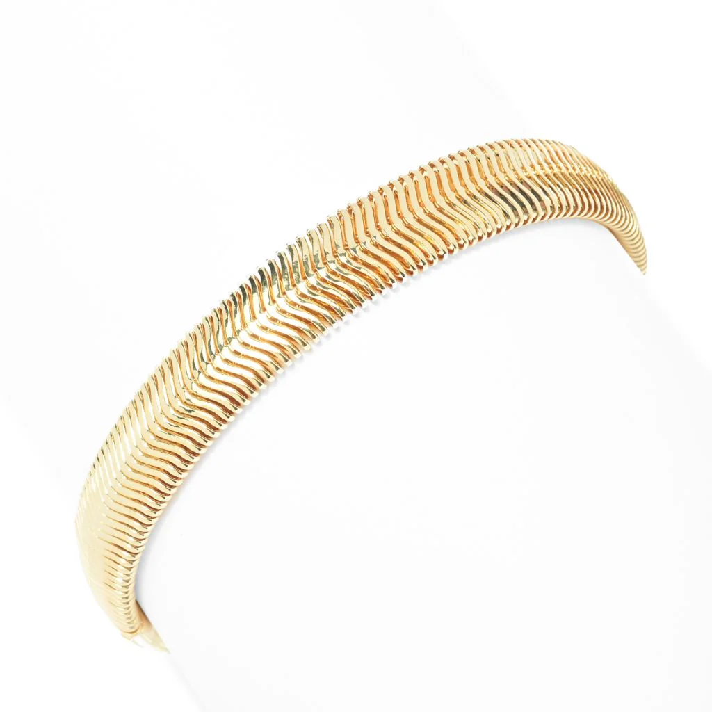 Toscana Italiana 18K Gold Plated Choice of Length Flat Snake Chain Bracelet - Image 3