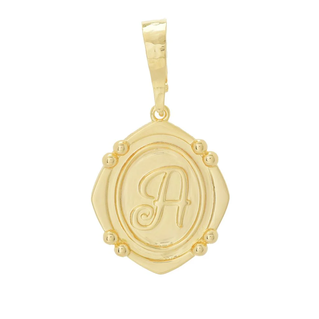 Toscana Italiana 18K Gold Plated Choice of Wax Seal Initial Enhancer Pendant - Image 8