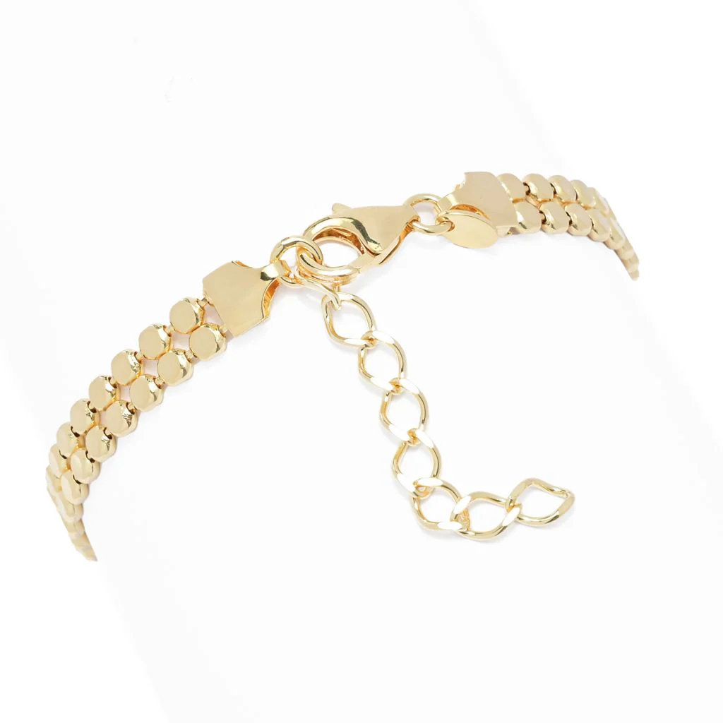 Toscana Italiana 18K Gold Plated Double Row Polished Disc Chain Bracelet - Image 2