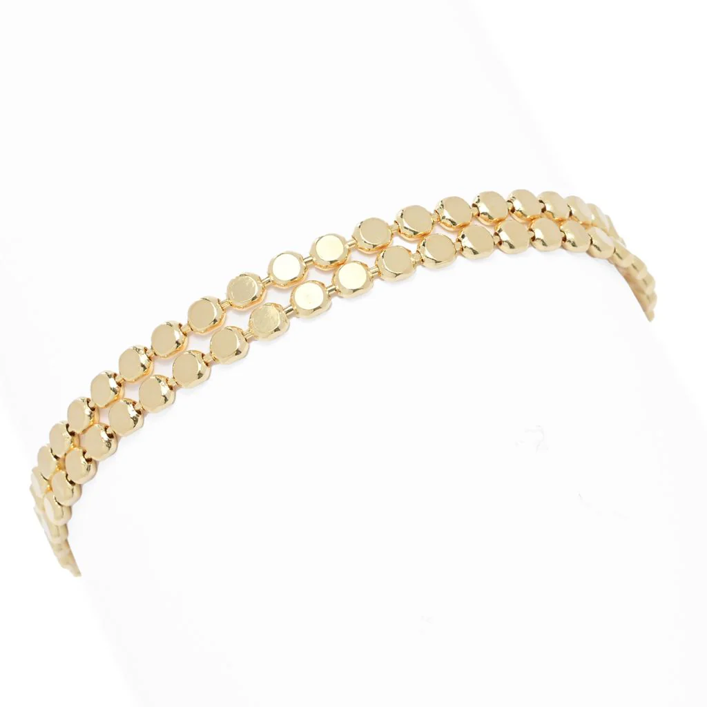 Toscana Italiana 18K Gold Plated Double Row Polished Disc Chain Bracelet - Image 3