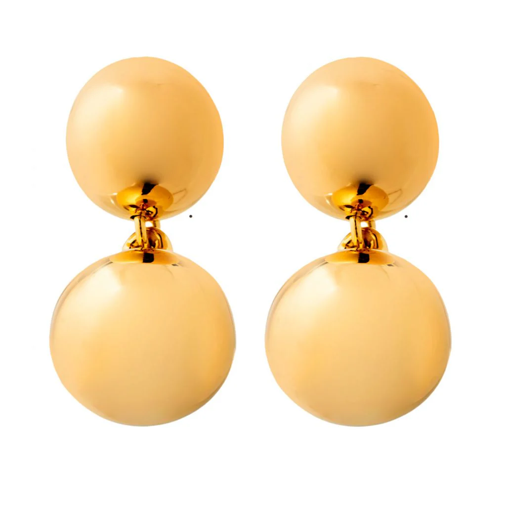 Toscana Italiana 18K Gold Plated Electroform Double Bead Drop Earrings - Image 3