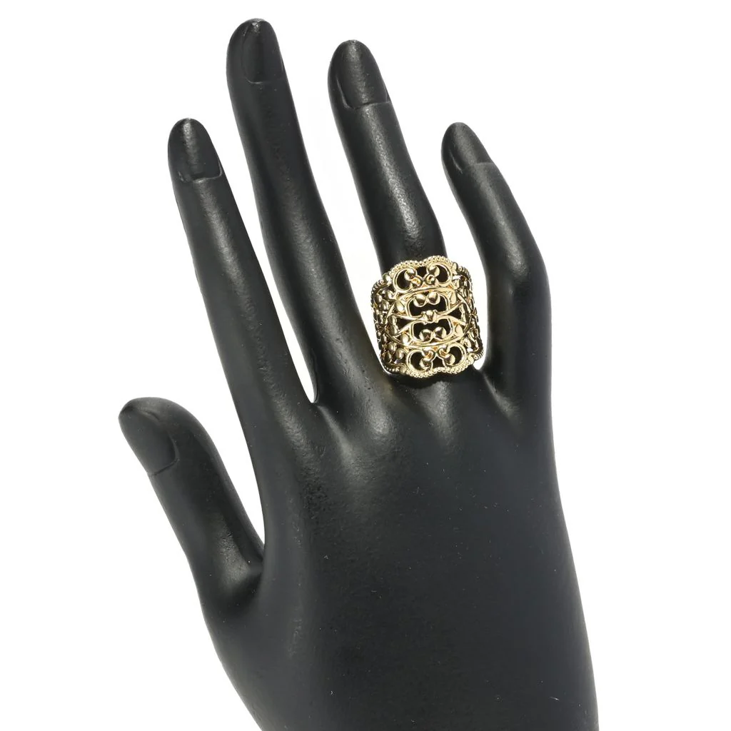 Toscana Italiana 18K Gold Plated Electroform Ornamental Filigree Ring - Image 2