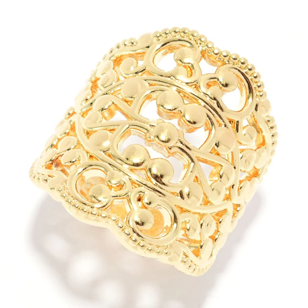 Toscana Italiana 18K Gold Plated Electroform Ornamental Filigree Ring - Image 4