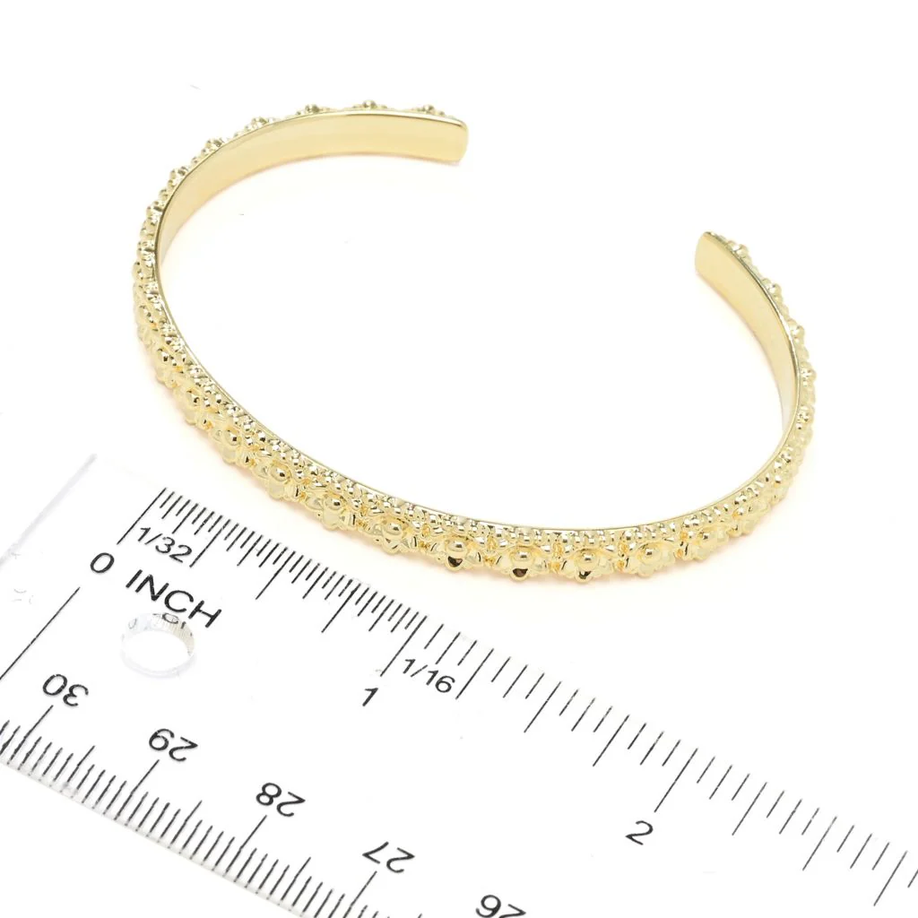 Toscana Italiana 18K Gold Plated Flower Detailed Bangle Bracelet - Image 2