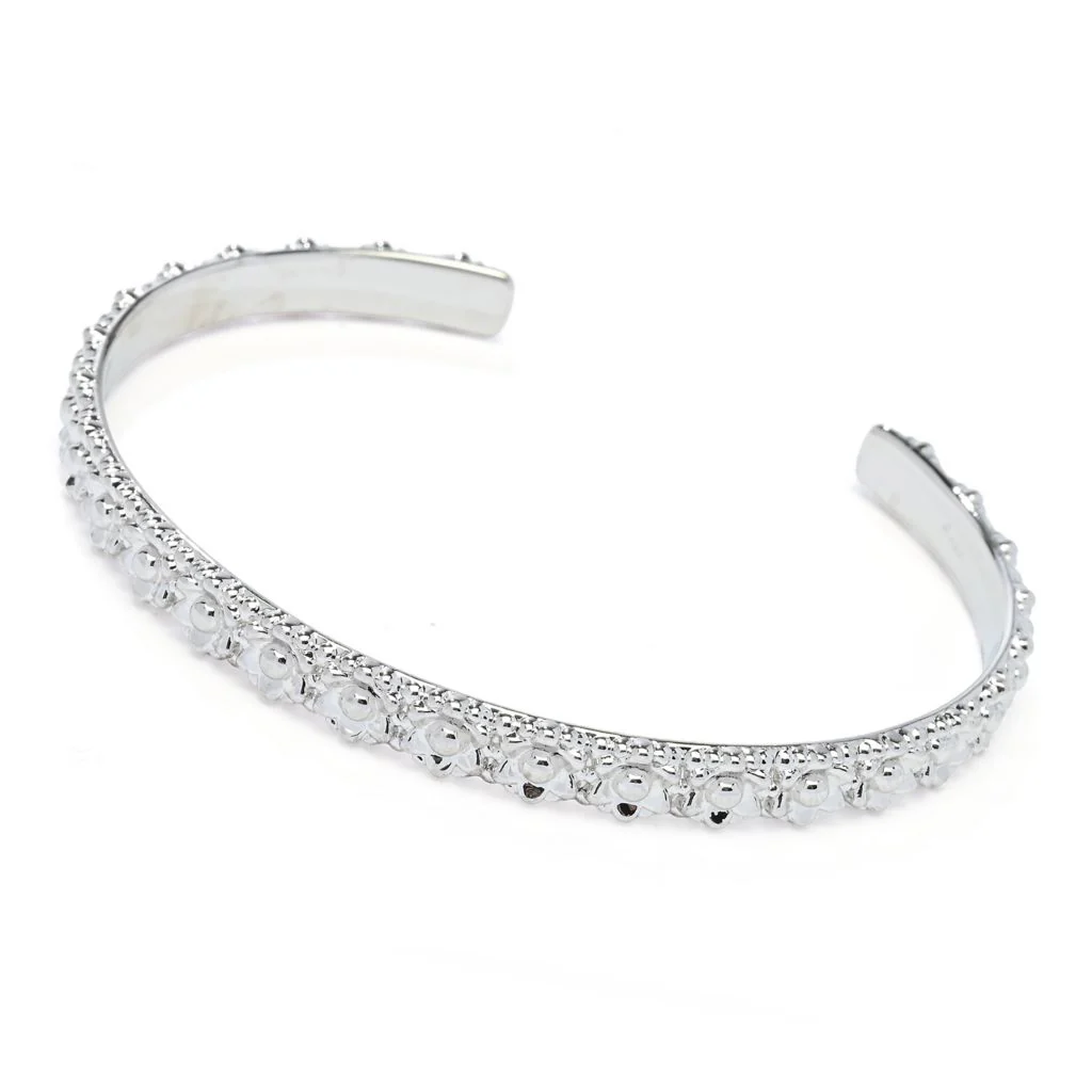 Toscana Italiana 18K Gold Plated Flower Detailed Bangle Bracelet - Image 5