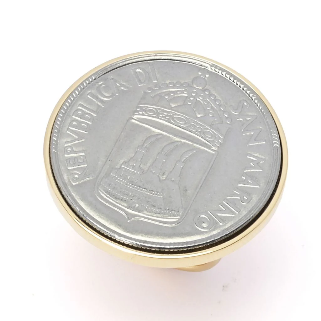 Toscana Italiana 18K Gold Plated Genuine San Marino 50 Lire Coin Ring - Image 3