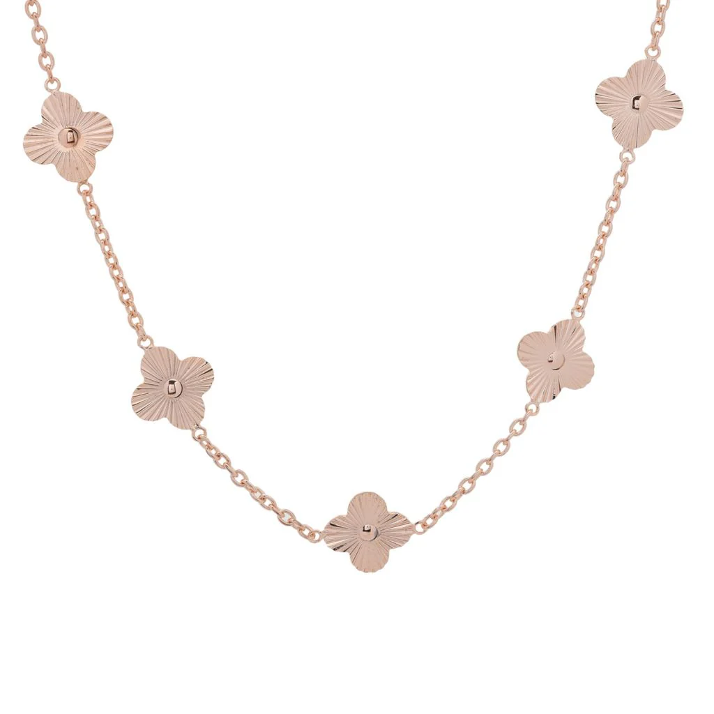 Toscana Italiana 18K Gold Plated or Platinum Plated Clover Station Necklace - Image 3
