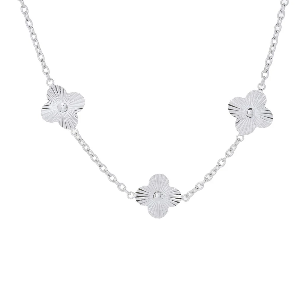 Toscana Italiana 18K Gold Plated or Platinum Plated Clover Station Necklace - Image 4