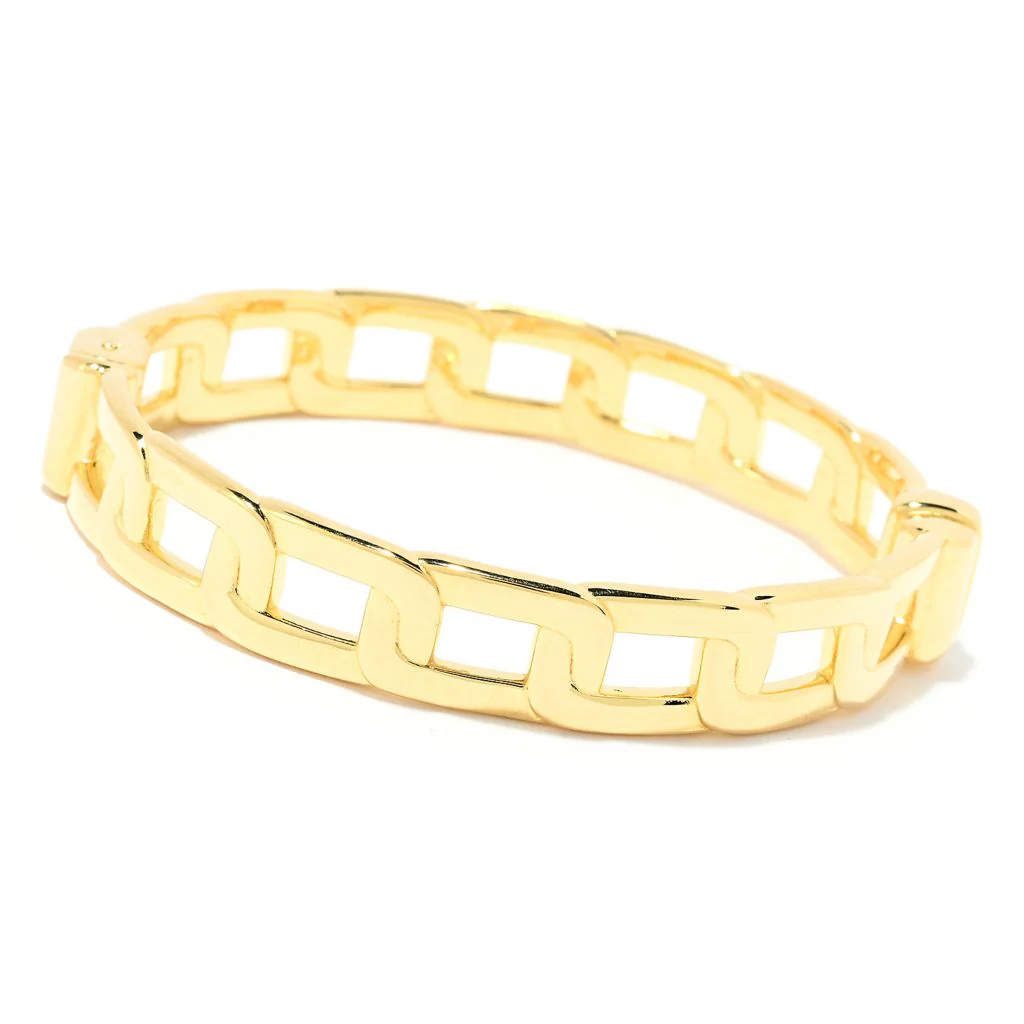Toscana Italiana 18K Gold Plated Paperclip Curb Link Bangle Bracelet - Image 3