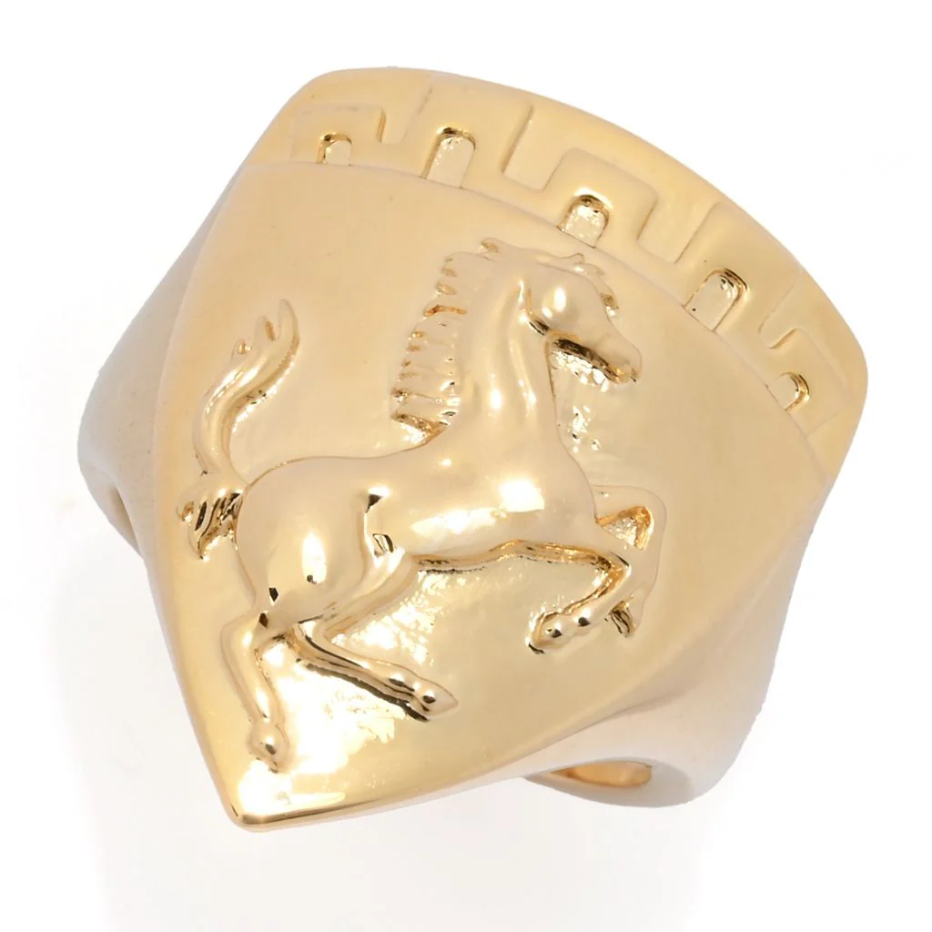 Toscana Italiana 18K Gold Plated Polished Arezzo Crest Shield Ring - Image 7