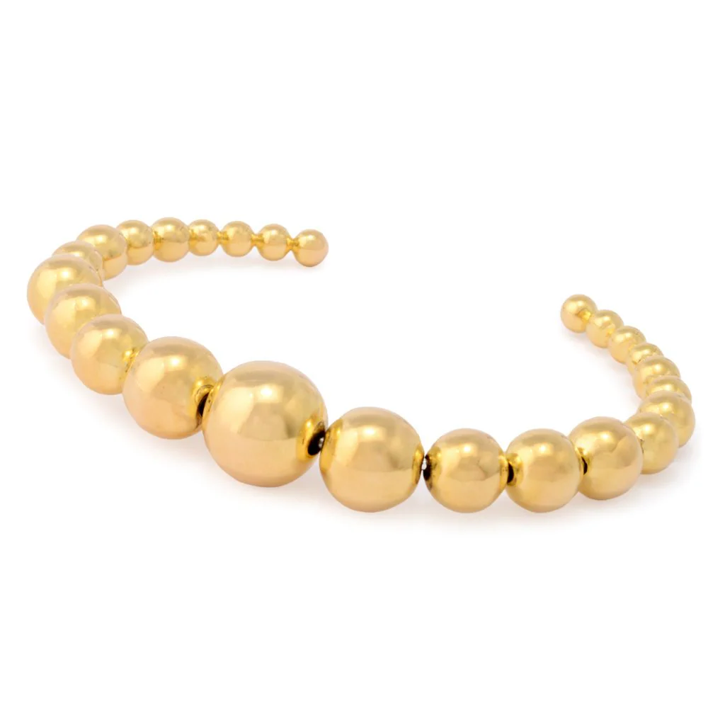 Toscana Italiana 18K Gold Plated Polished Bead Slip-on Cuff Bracelet - Image 4