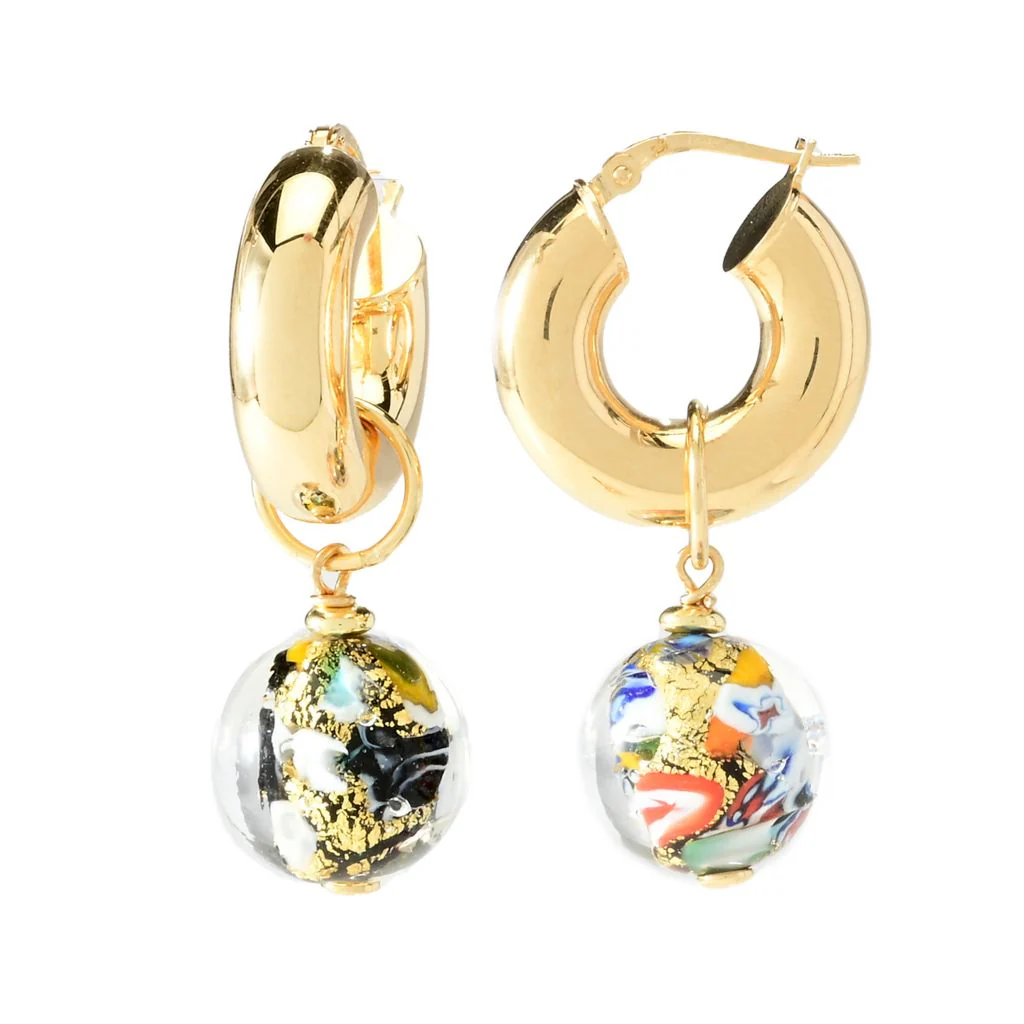 Toscana Italiana 18K Gold Plated Polished Choice of Charm Hoop Earrings - Image 2
