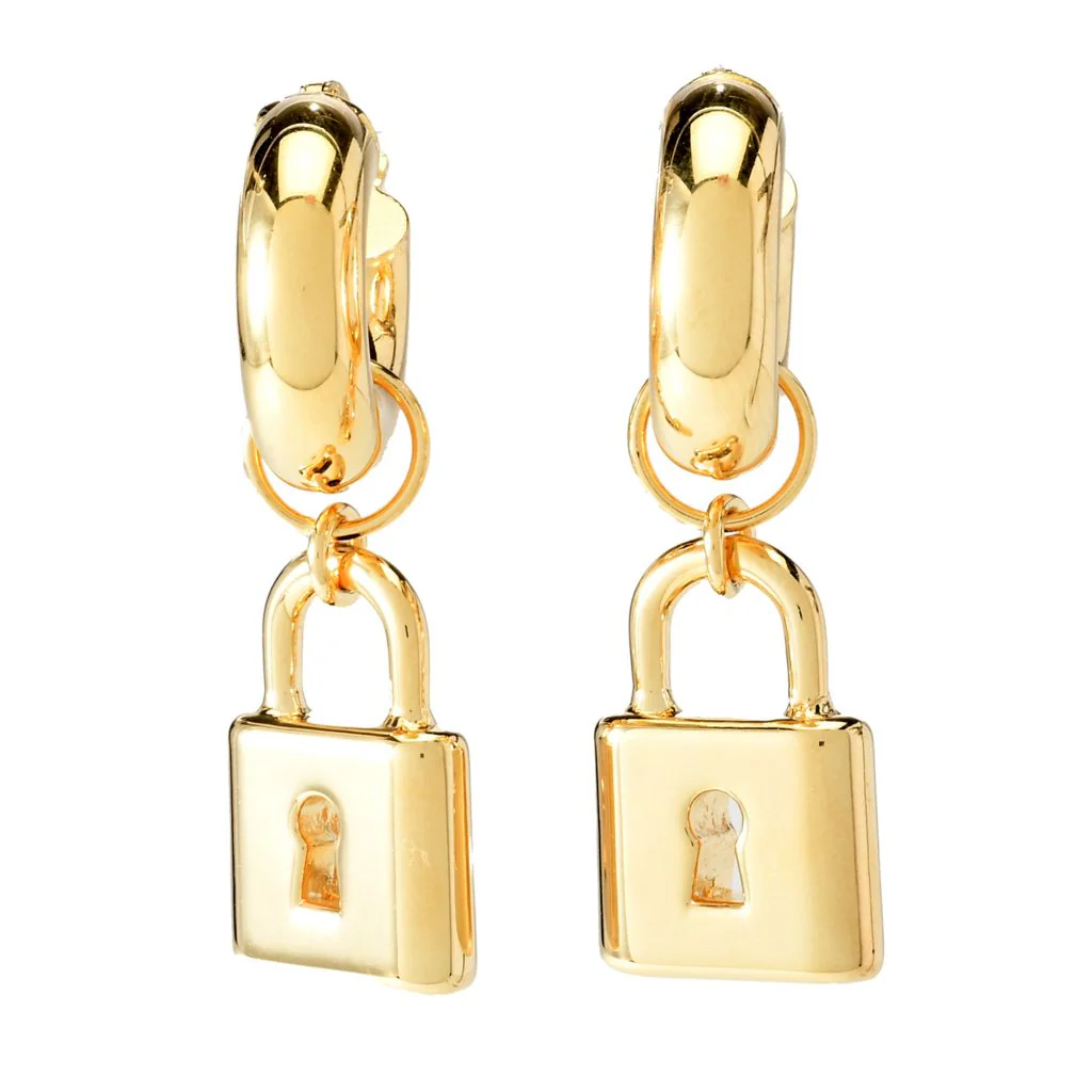 Toscana Italiana 18K Gold Plated Polished Choice of Charm Hoop Earrings - Image 3
