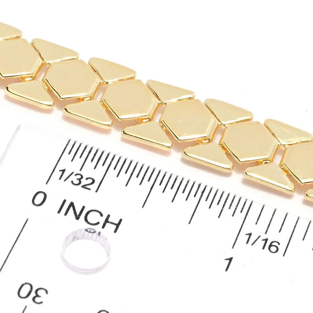 Toscana Italiana 18K Gold Plated Polished Geometric Link 7.5"+1" Bracelet - Image 2