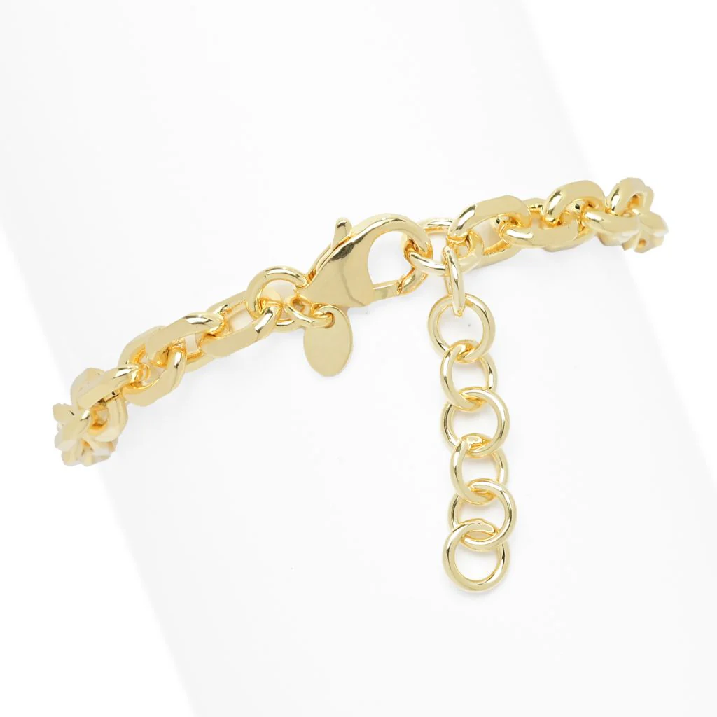 Toscana Italiana 18K Gold Plated Polished ID Oval Link Bracelet - Image 2