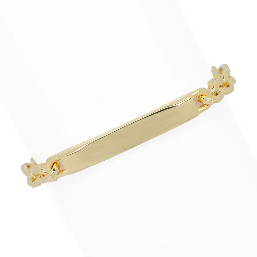 Toscana Italiana 18K Gold Plated Polished ID Oval Link Bracelet - Image 3