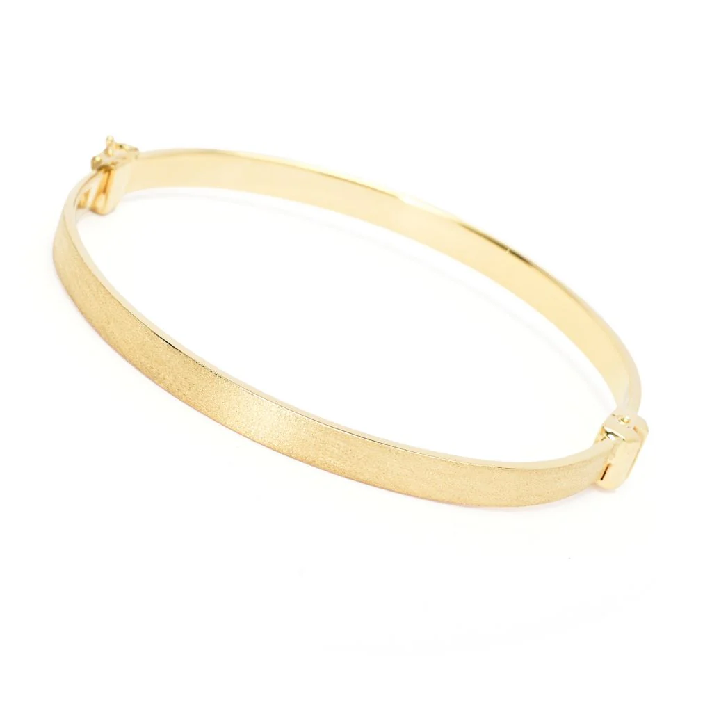 Toscana Italiana 18K Gold Plated Polished & Setosa Bangle Bracelet - Image 3