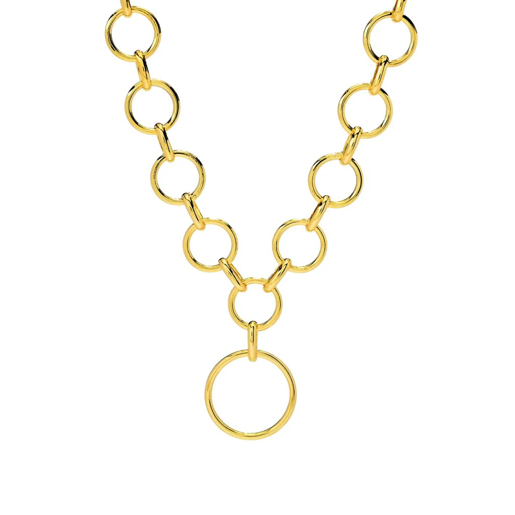 Toscana Italiana 18K Gold Plated Rolo Link Statement Necklace w/ Charm Holder - Image 3