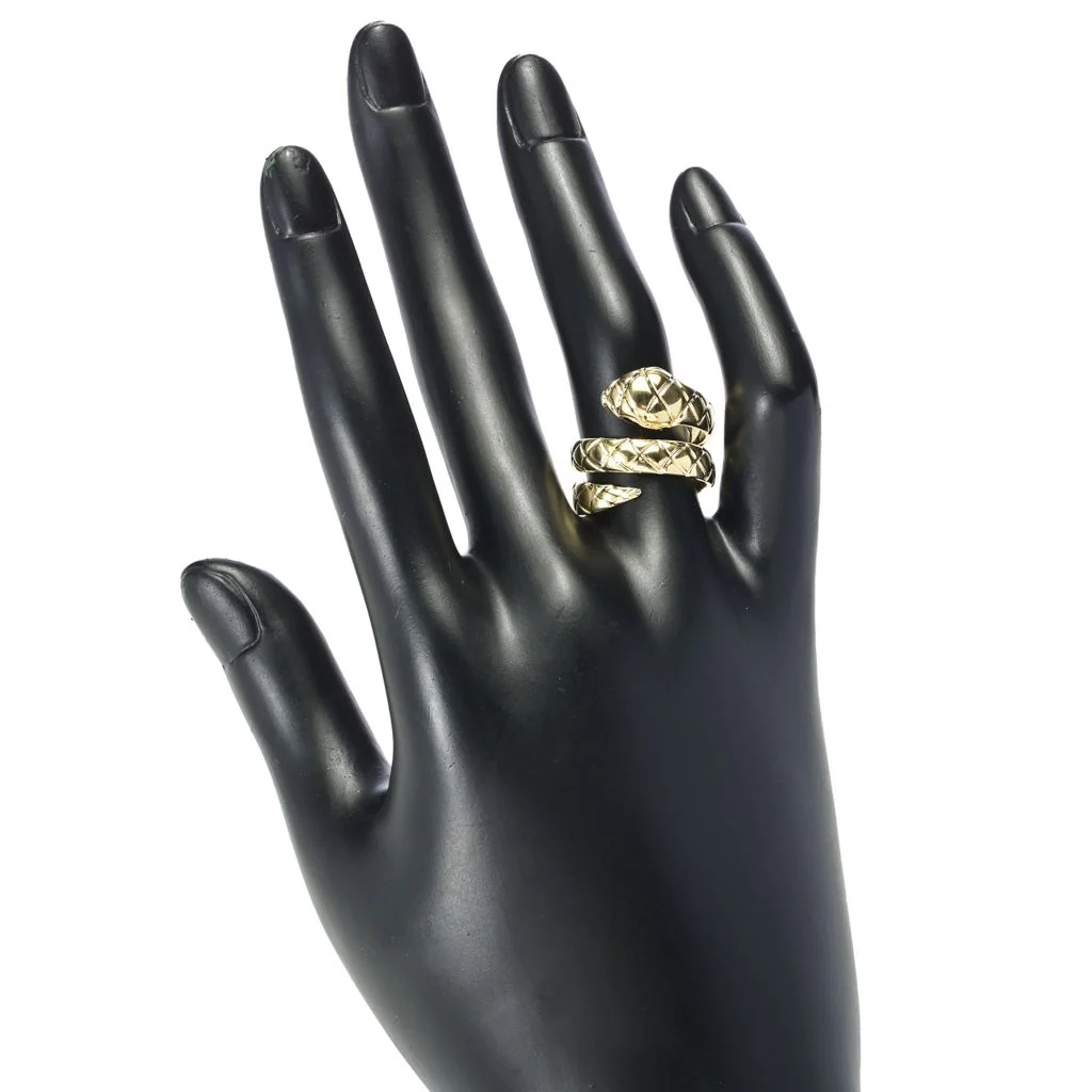 Toscana Italiana 18K Gold Plated Textured Snake Wraparound Ring - Image 2