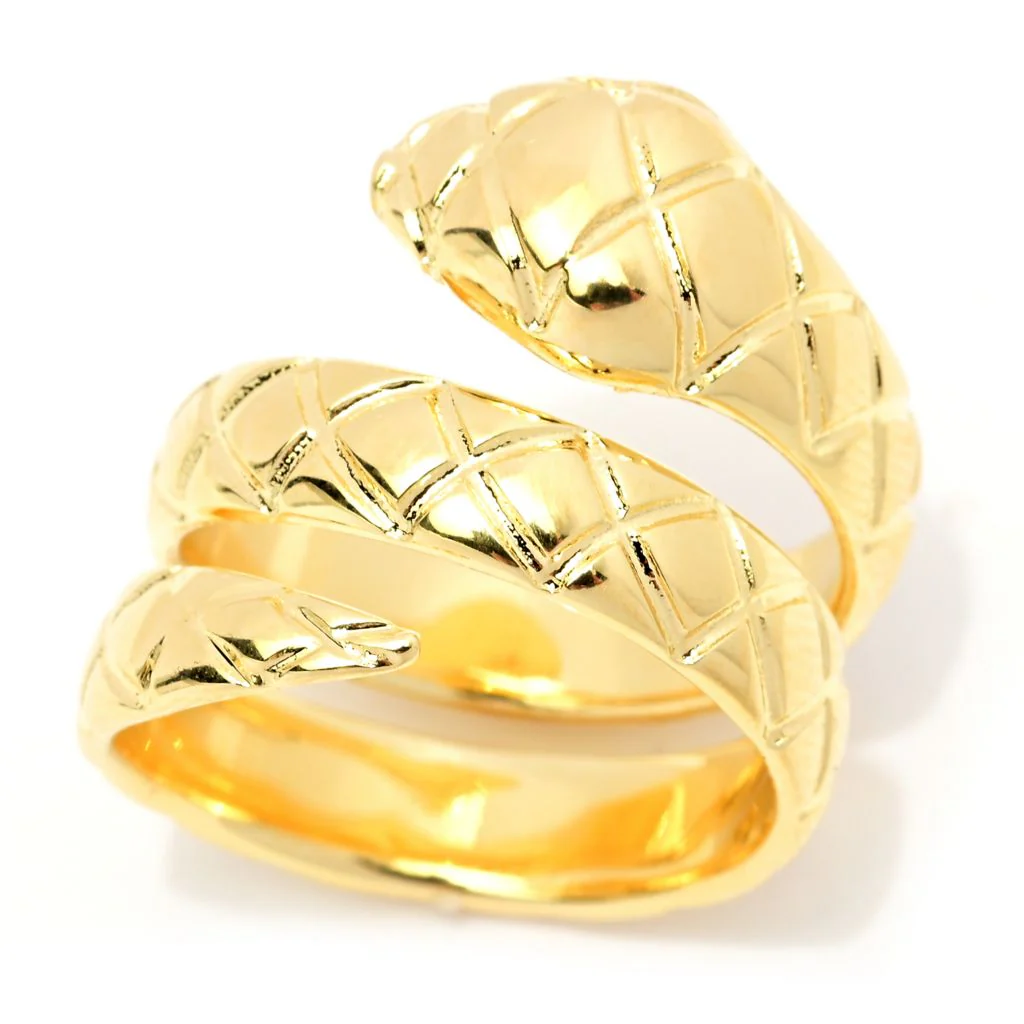 Toscana Italiana 18K Gold Plated Textured Snake Wraparound Ring - Image 3
