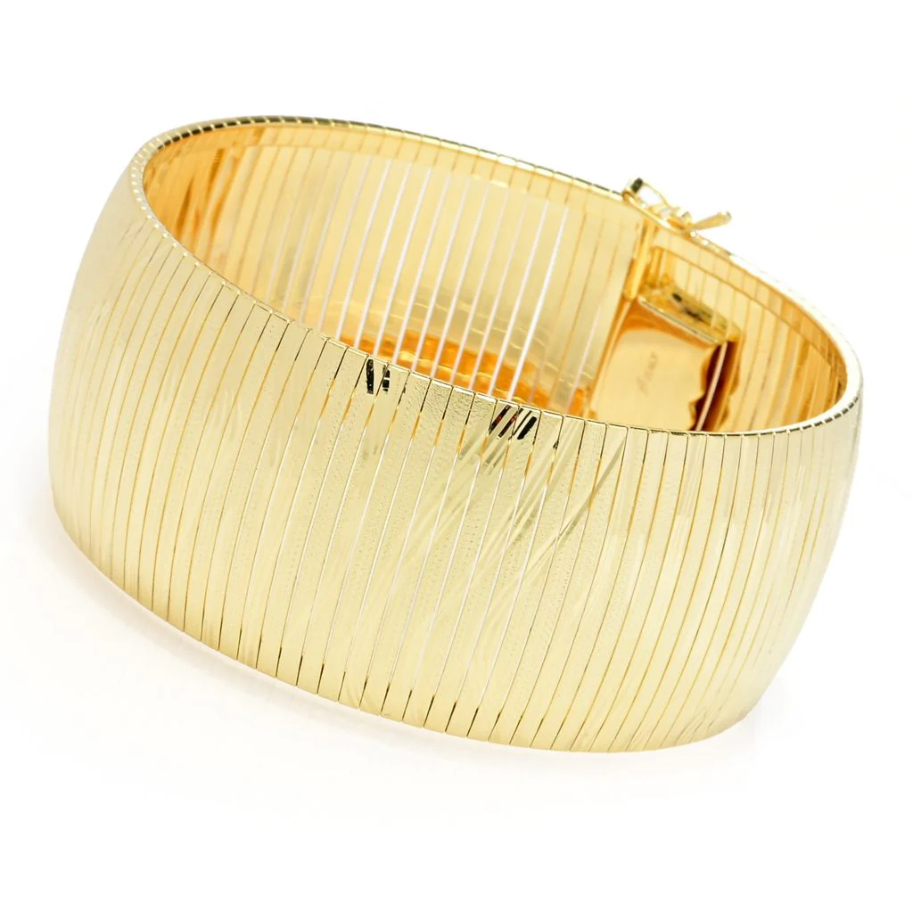 Toscana Italiana 18K Gold Plated "Tigre" Textured Wide Cuff Bracelet - Image 3