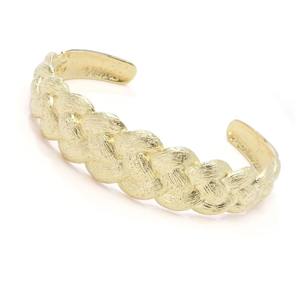 Toscana Italiana 18K Gold Plated "Treccia" Woven Cuff Bracelet - Image 3
