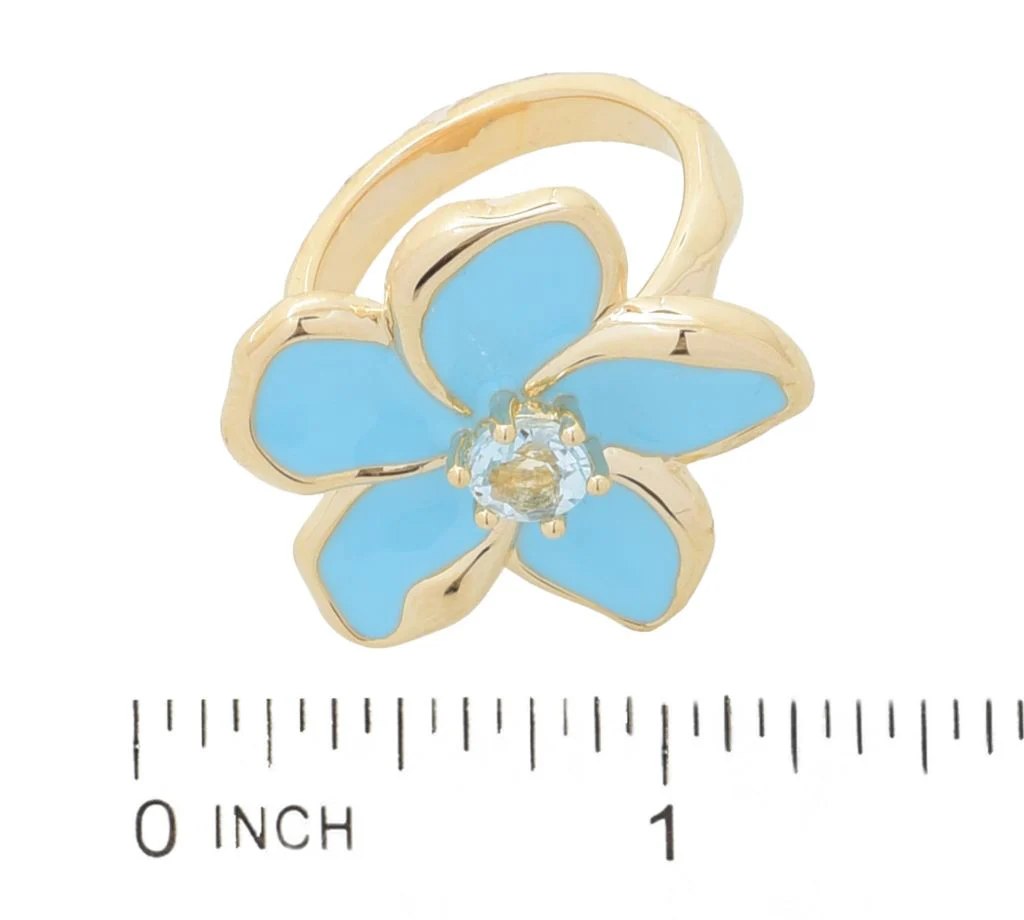 Toscana Italiana Choice of Gem & Enamel Flower Acqua Bagnata Ring - Image 2
