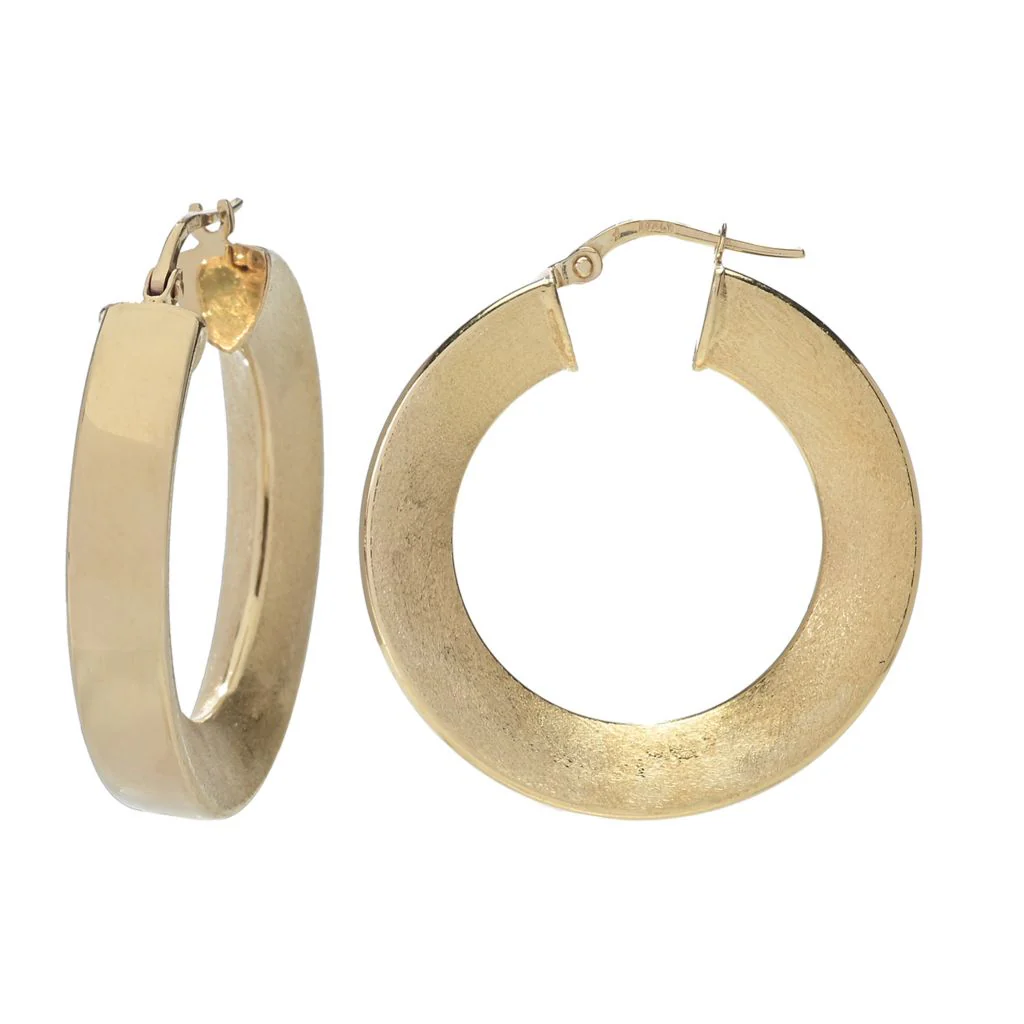 Toscana Italiana "Duo" Polished & Setosa Inner Knife Edge Hoop Earrings - Image 2