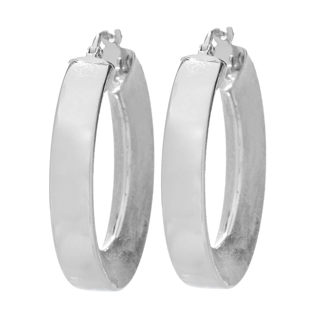 Toscana Italiana "Duo" Polished & Setosa Inner Knife Edge Hoop Earrings - Image 3