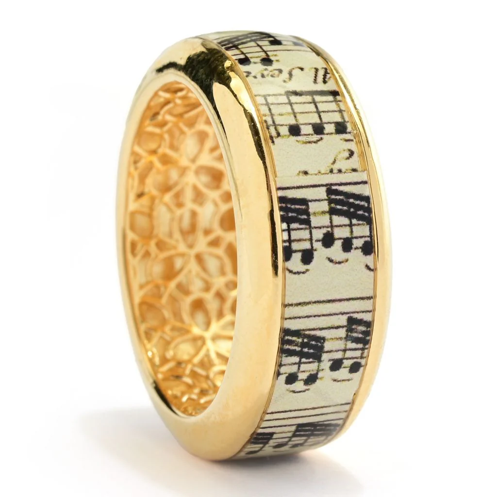 Toscana Italiana "Flora Carta" Printed Paper & Enamel Cigar Band Ring - Image 2