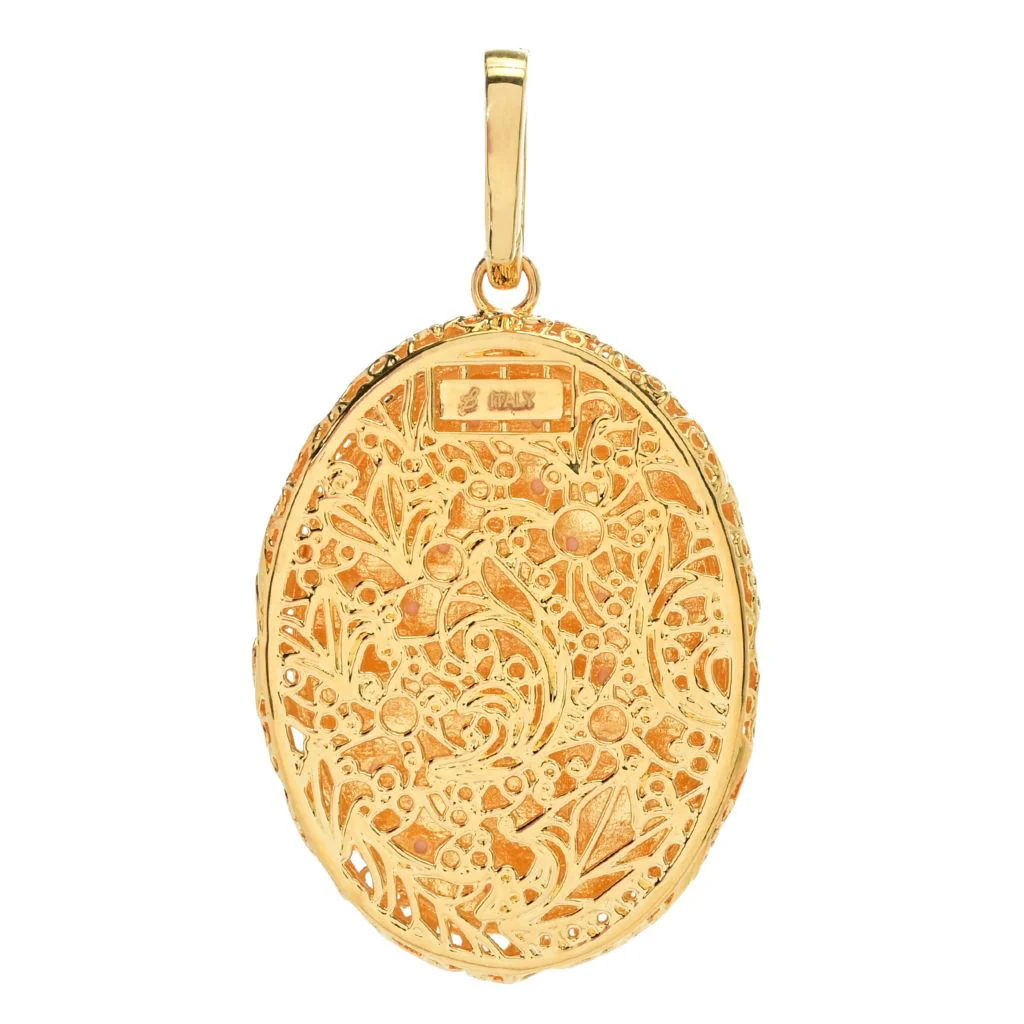 Toscana Italiana "Flora Carta" Printed Paper & Enamel Filigree Pendant - Image 2