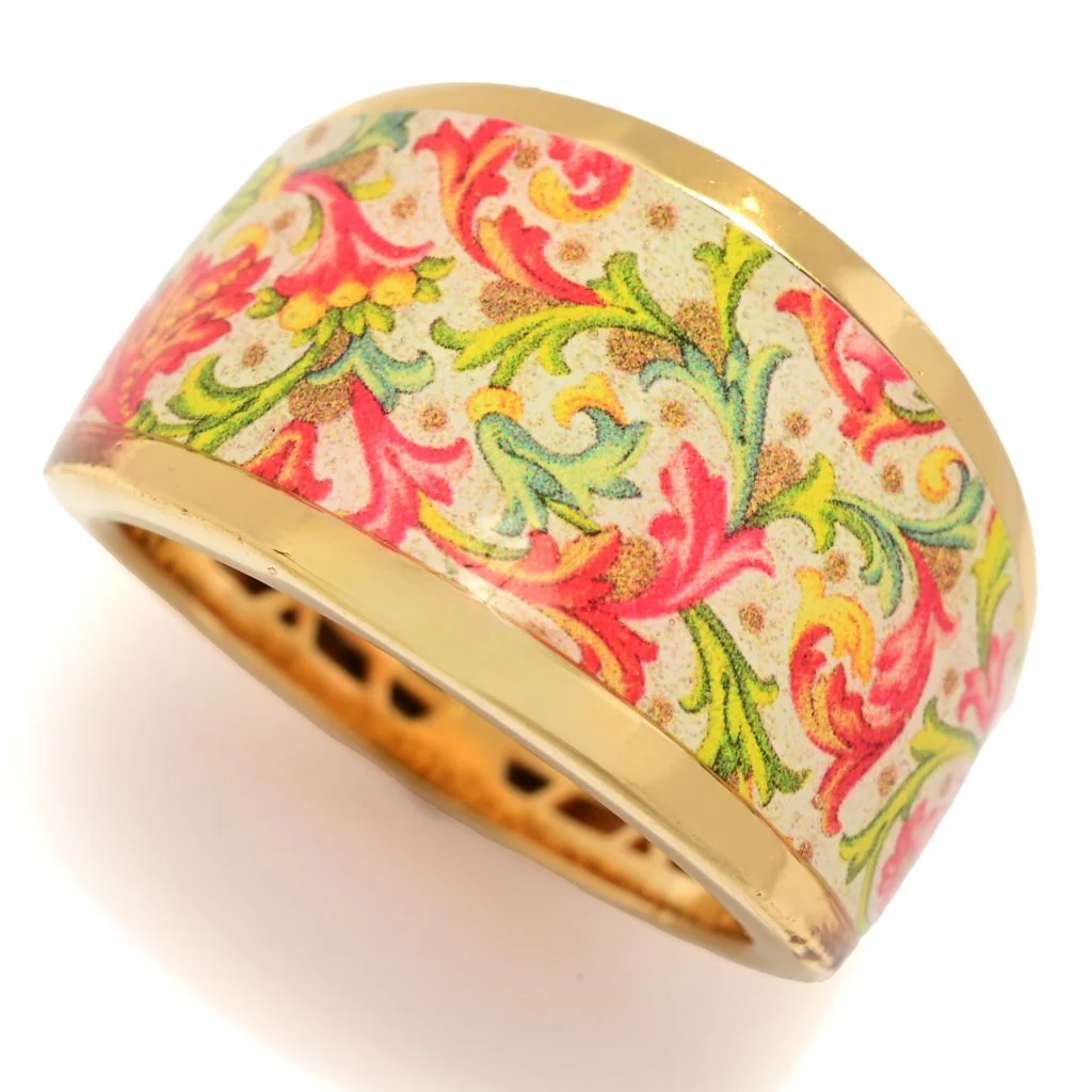 Toscana Italiana "Flora Carta" Printed Paper & Enamel Tapered Band Ring - Image 6