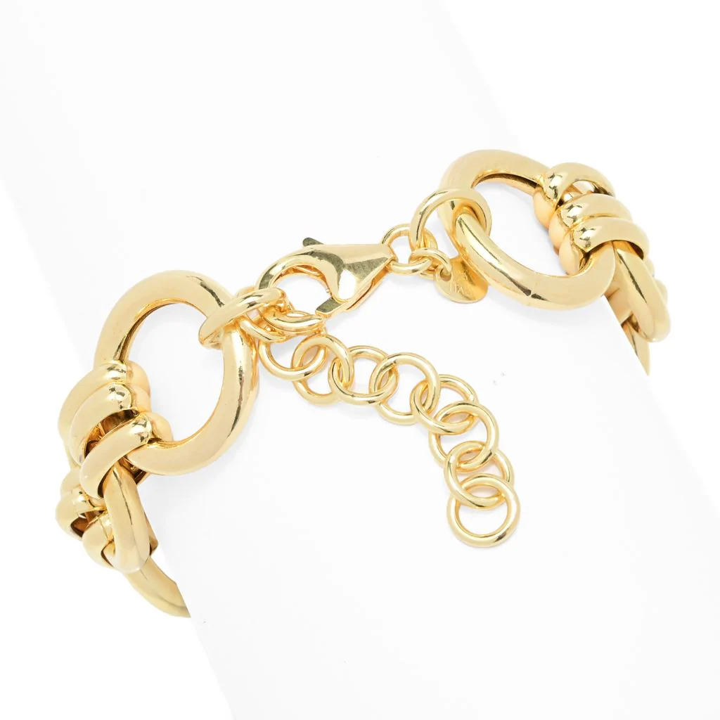 Toscana Italiana Gold or Platinum Plated Electroform Triple Row Link Bracelet - Image 2