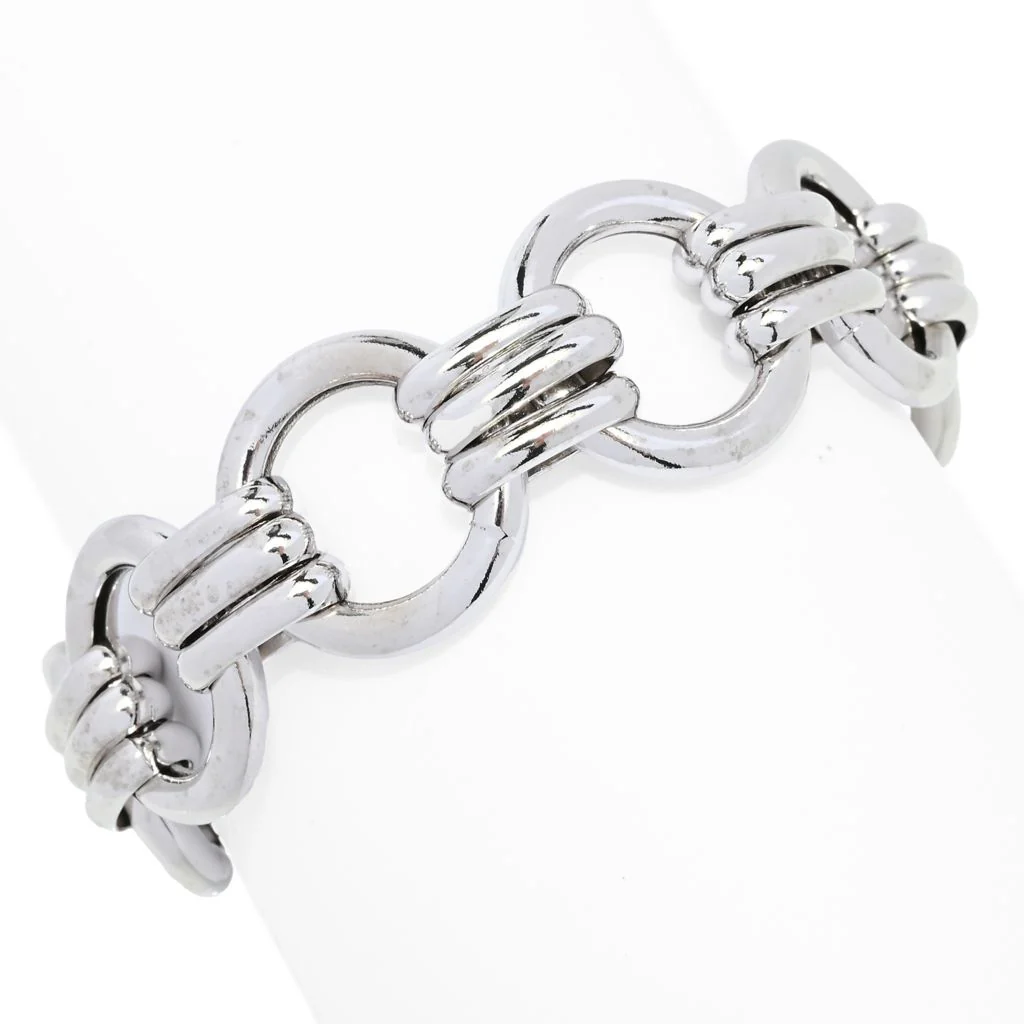 Toscana Italiana Gold or Platinum Plated Electroform Triple Row Link Bracelet - Image 3