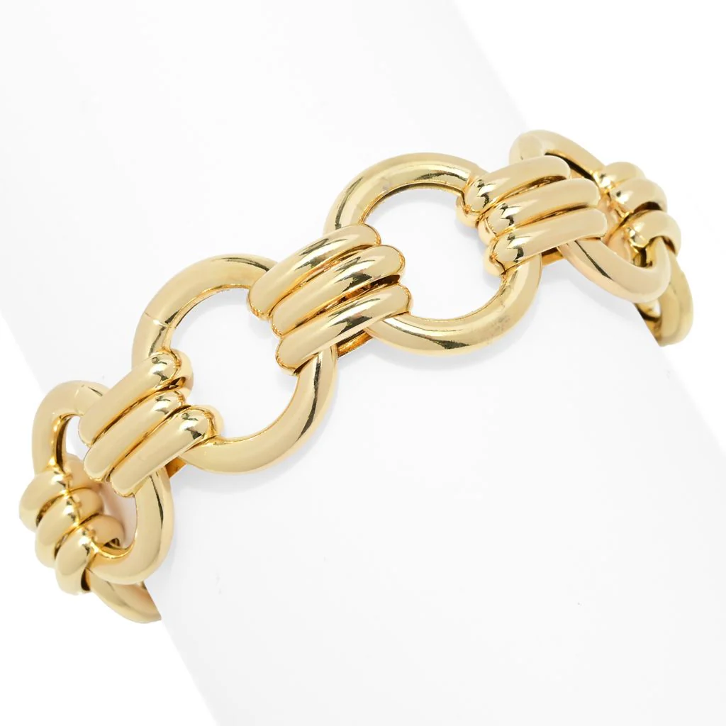 Toscana Italiana Gold or Platinum Plated Electroform Triple Row Link Bracelet - Image 4