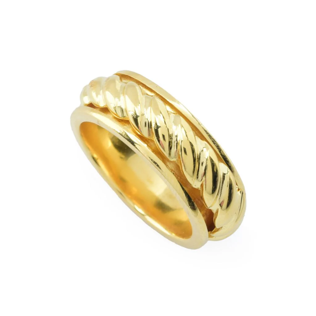 Toscana Italiana Gold or Platinum Plated Rope Chain Spinner Band Ring - Image 5