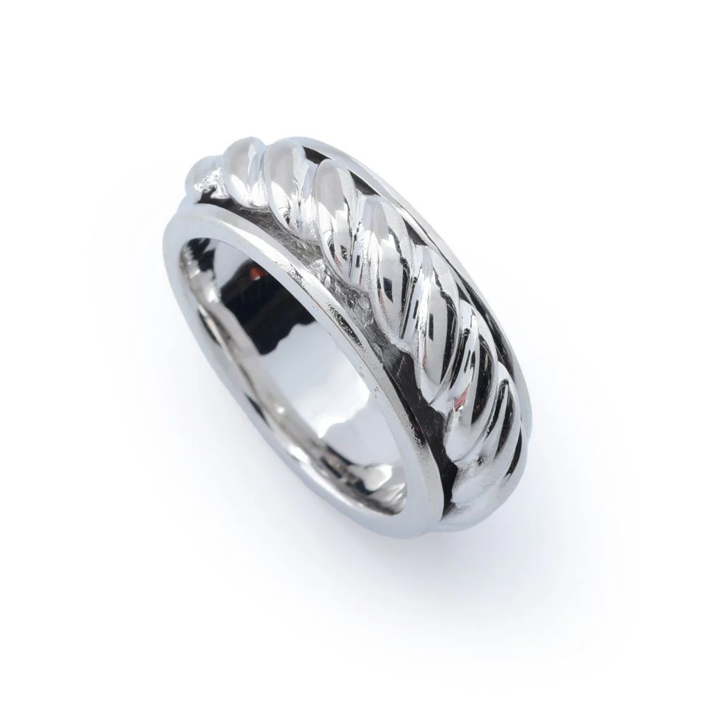 Toscana Italiana Gold or Platinum Plated Rope Chain Spinner Band Ring - Image 6