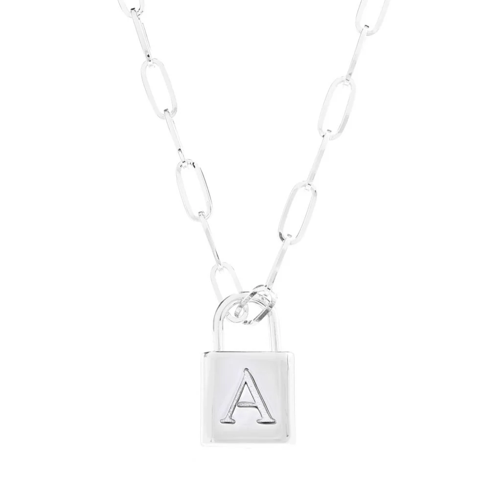 Toscana Italiana Reversible Initial Padlock Pendant w/ Paperclip Chain - Image 5