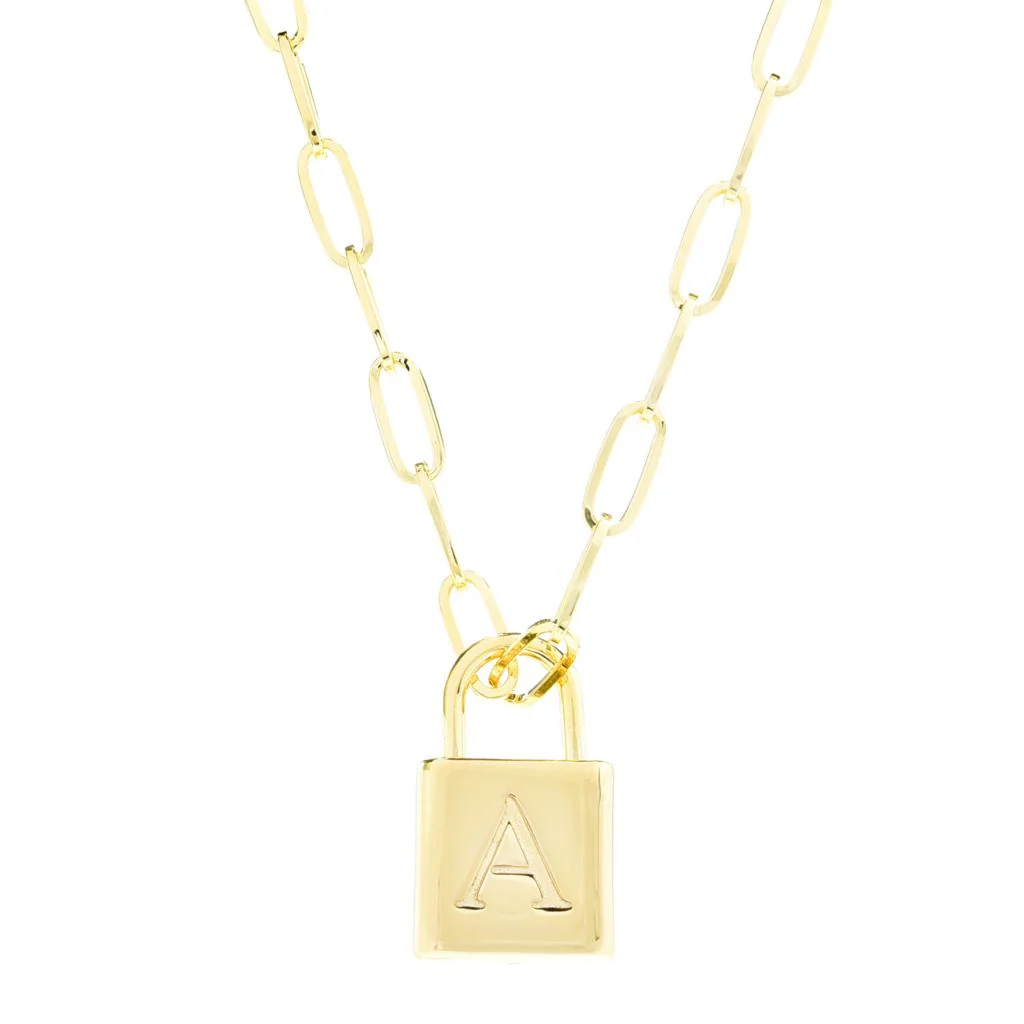 Toscana Italiana Reversible Initial Padlock Pendant w/ Paperclip Chain - Image 6
