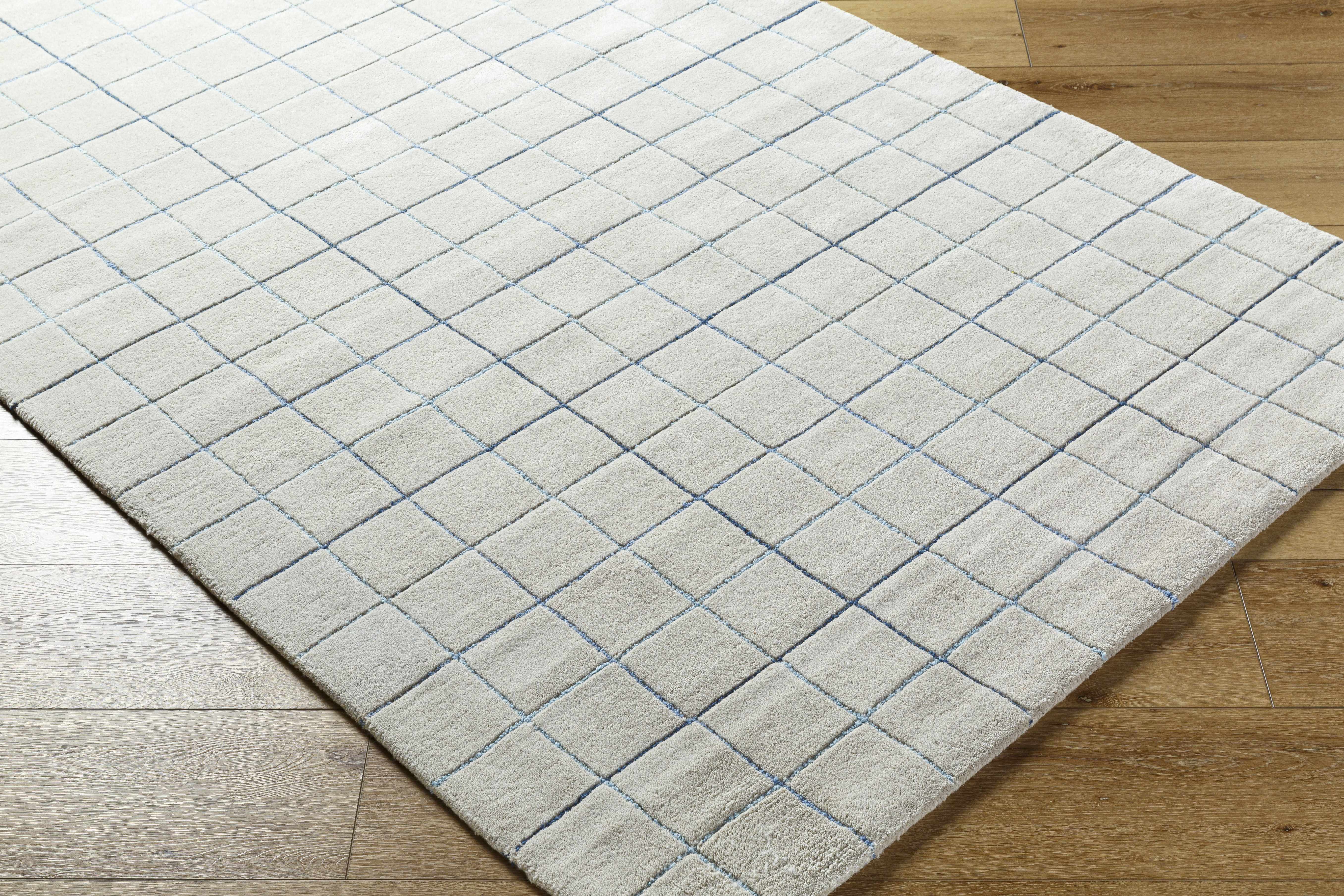 Toshi Beige Grid Wool Rug - Image 3