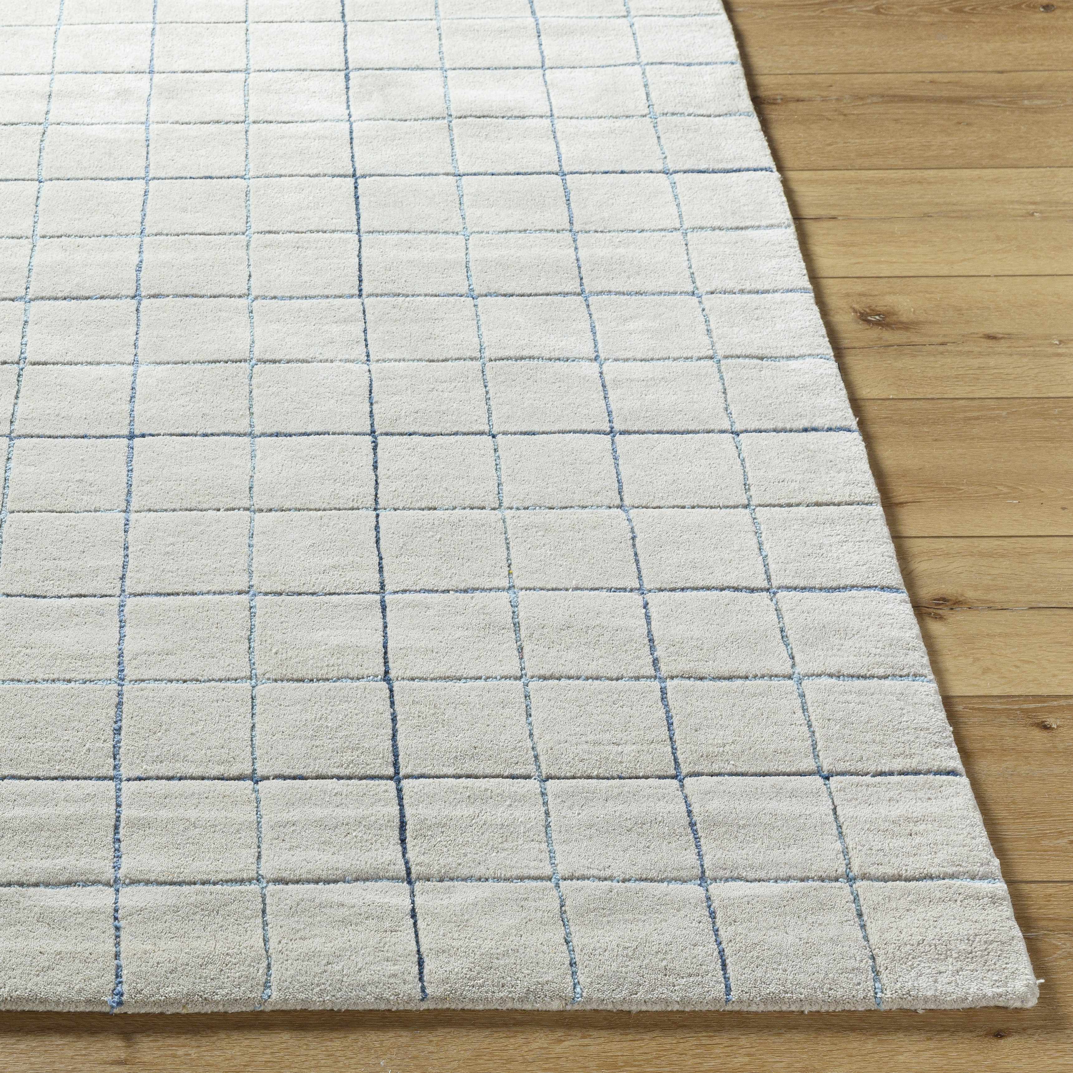 Toshi Beige Grid Wool Rug - Image 4