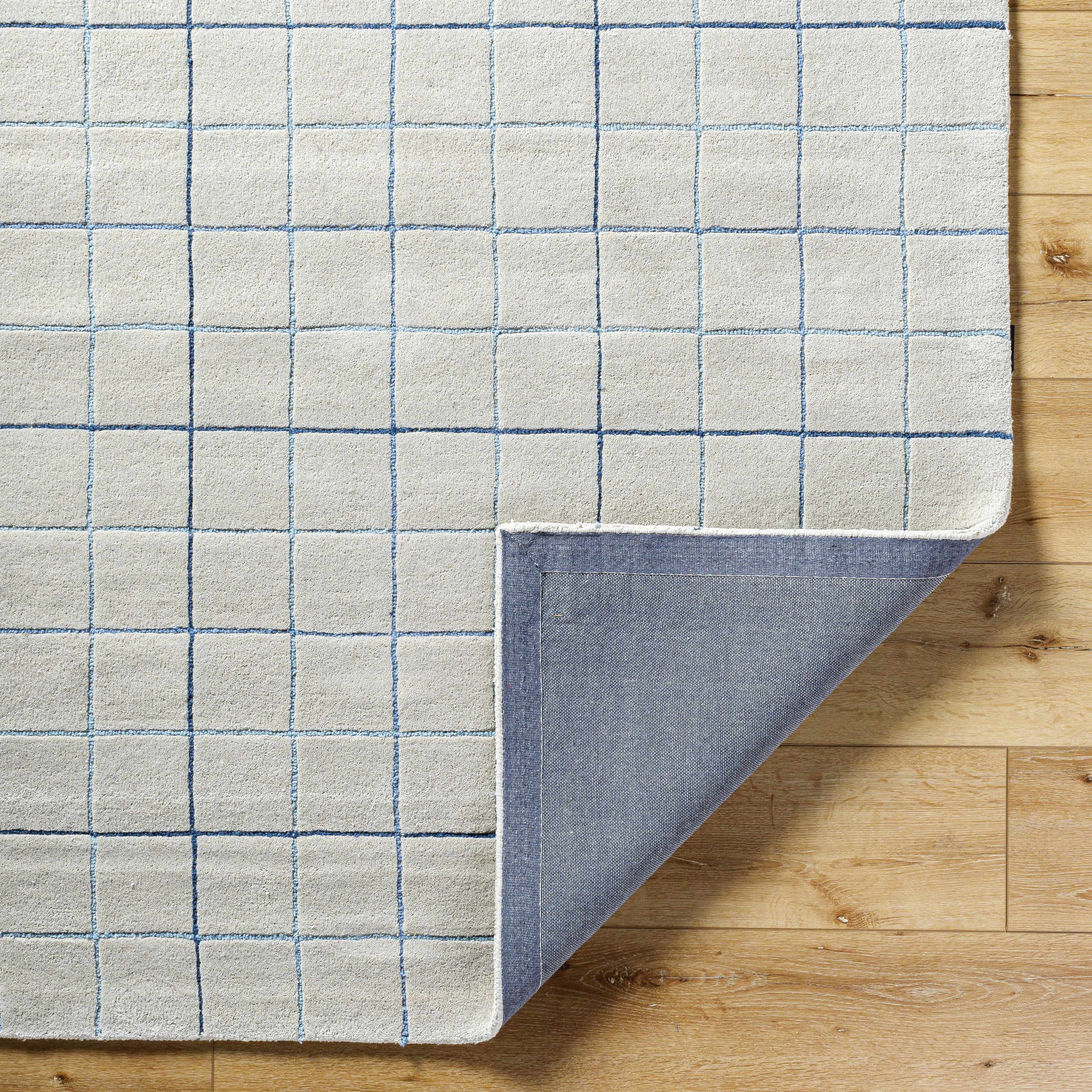 Toshi Beige Grid Wool Rug - Image 5