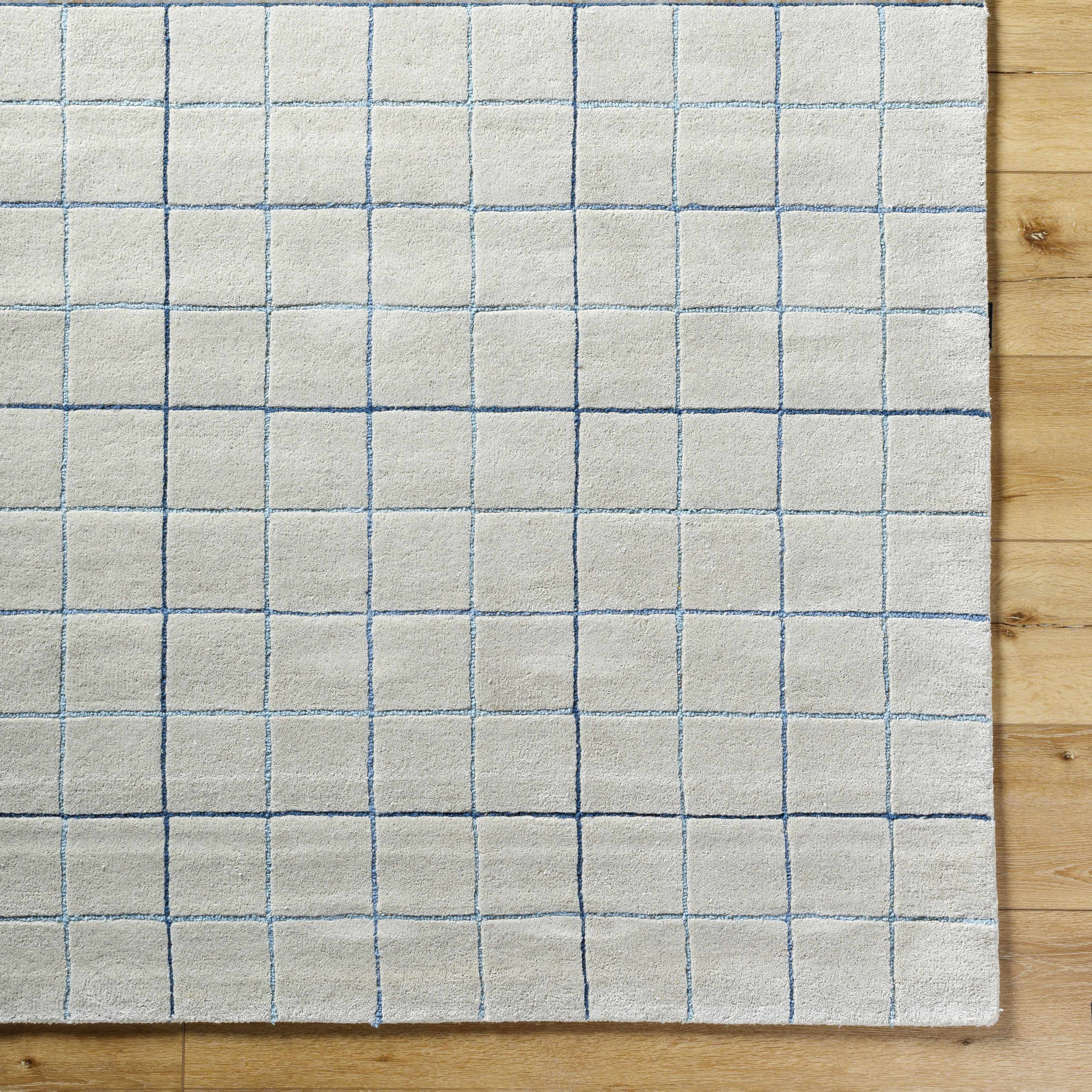 Toshi Beige Grid Wool Rug - Image 6