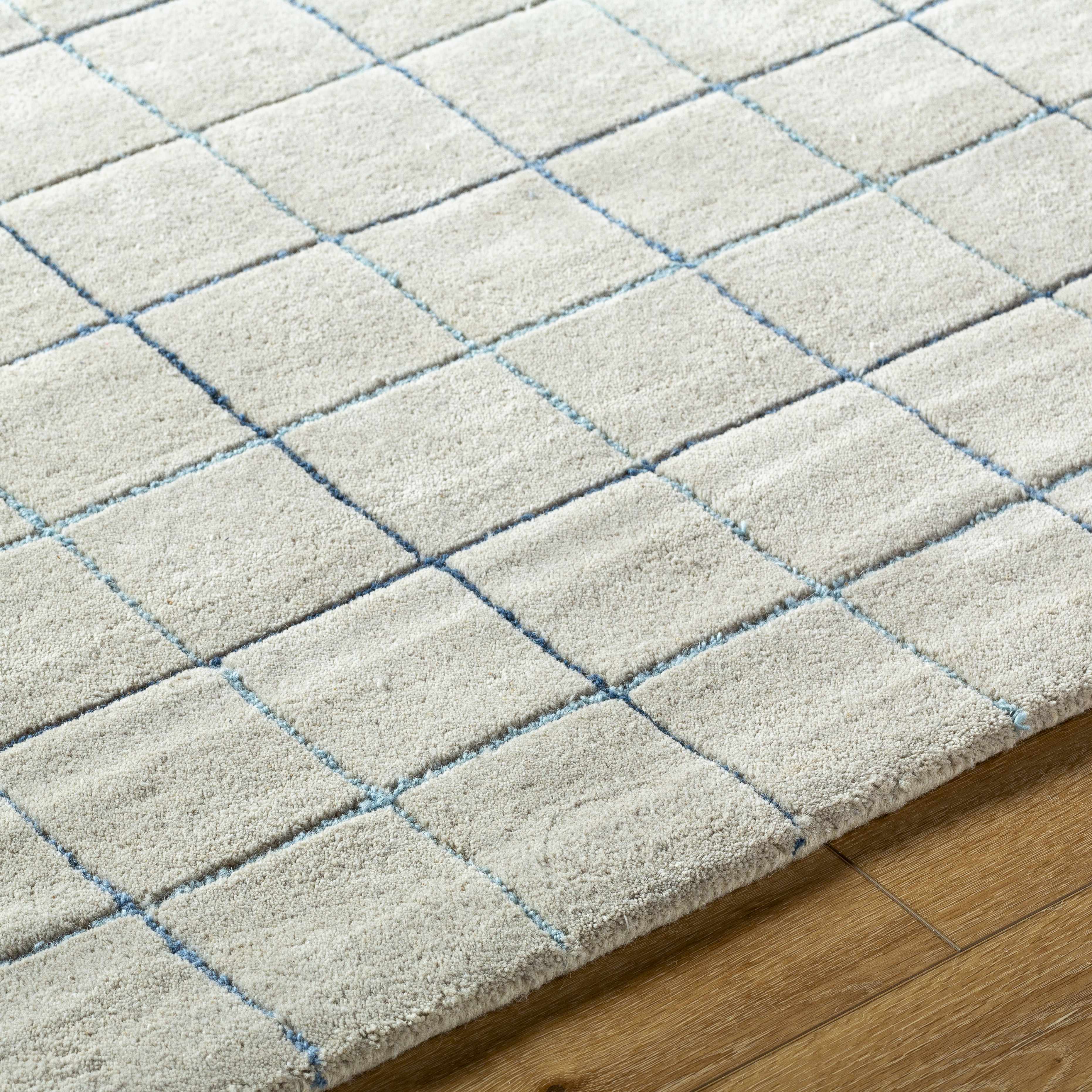 Toshi Beige Grid Wool Rug - Image 7