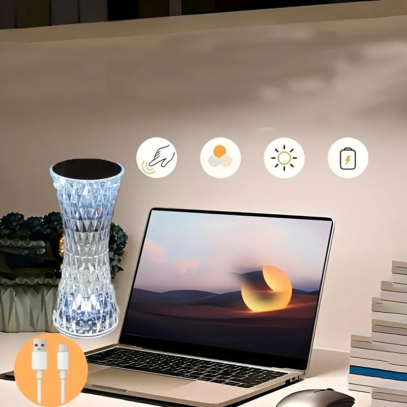 Touch Control Crystal Lamp – Rechargeable LED Night Light for Bedroom or Gifts - Image 8