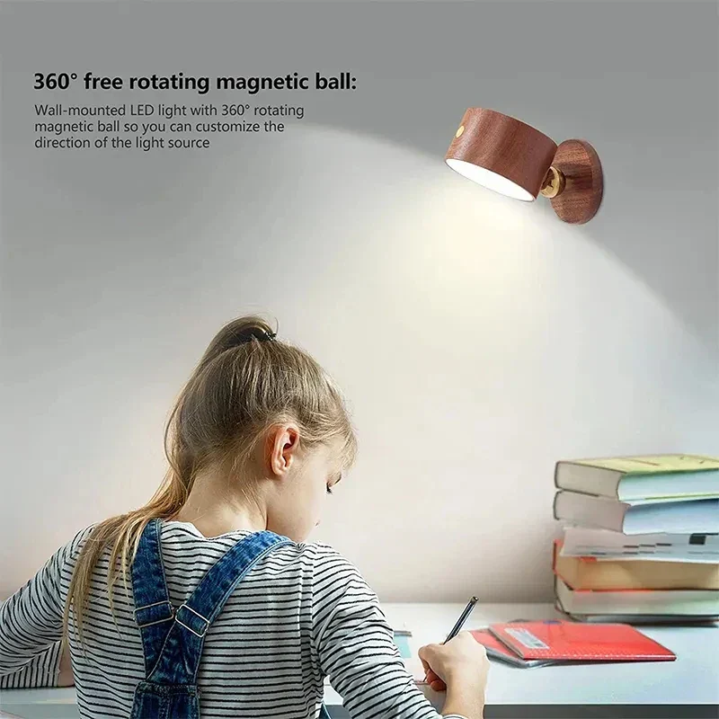 Touch Control Wall Lamp USB Rechargeable Dimmable LED Reading Light Bedroom - Image 3