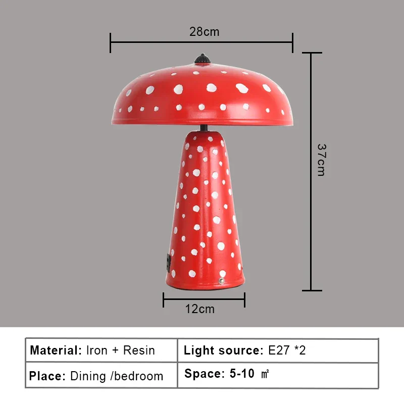 Touch LED Mushroom Table Lamp Night Light Wireless Charging Bedside Desk Lamp - Image 3