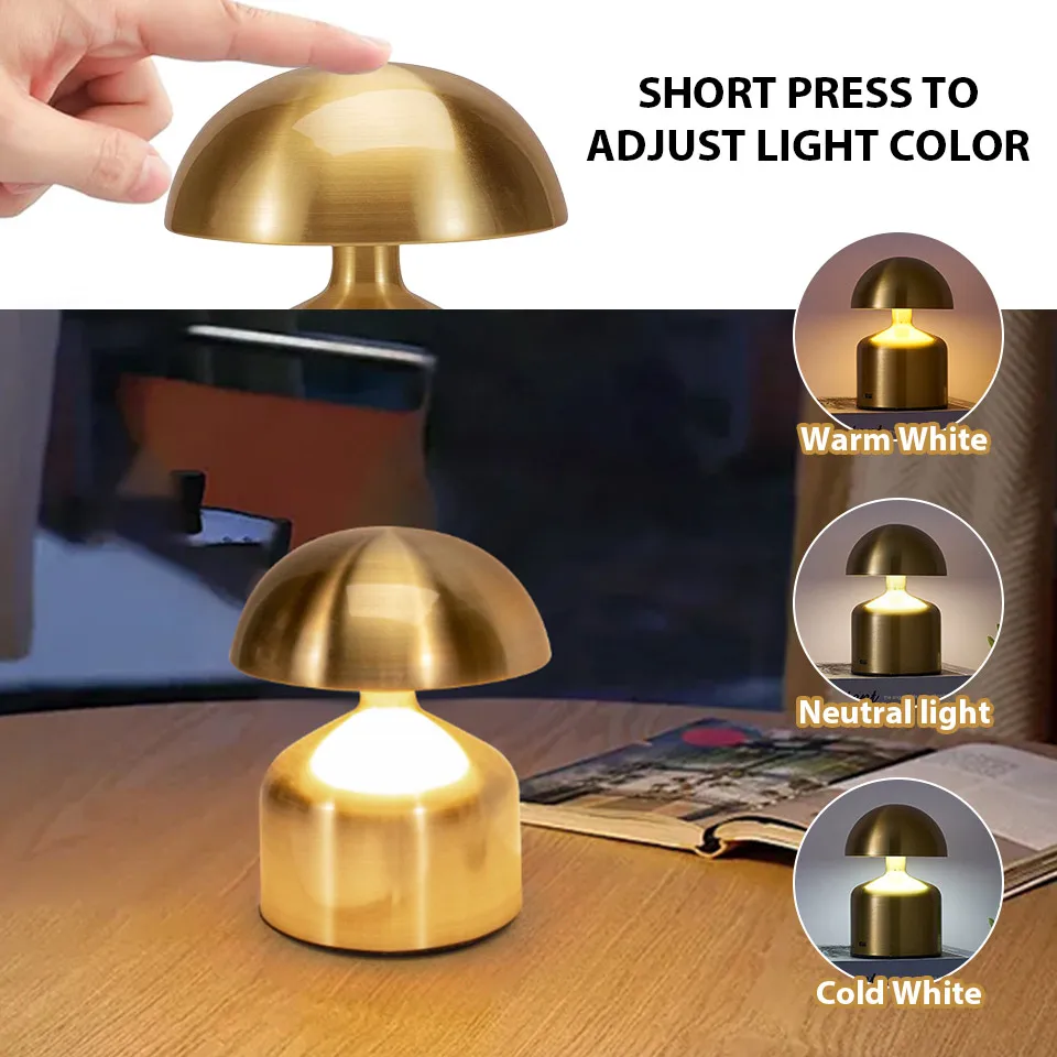 Touch LED Table Lamp USB Rechargeable 3 Color Dimming Bedside Night Light - Image 2
