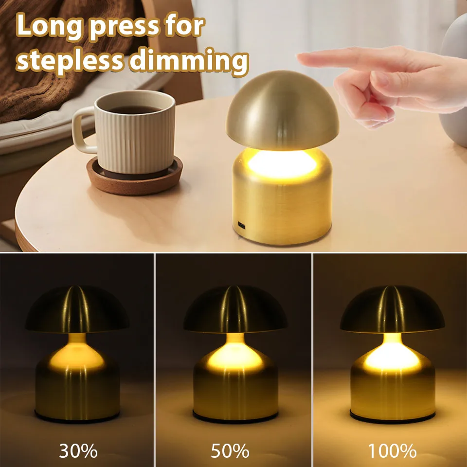 Touch LED Table Lamp USB Rechargeable 3 Color Dimming Bedside Night Light - Image 3
